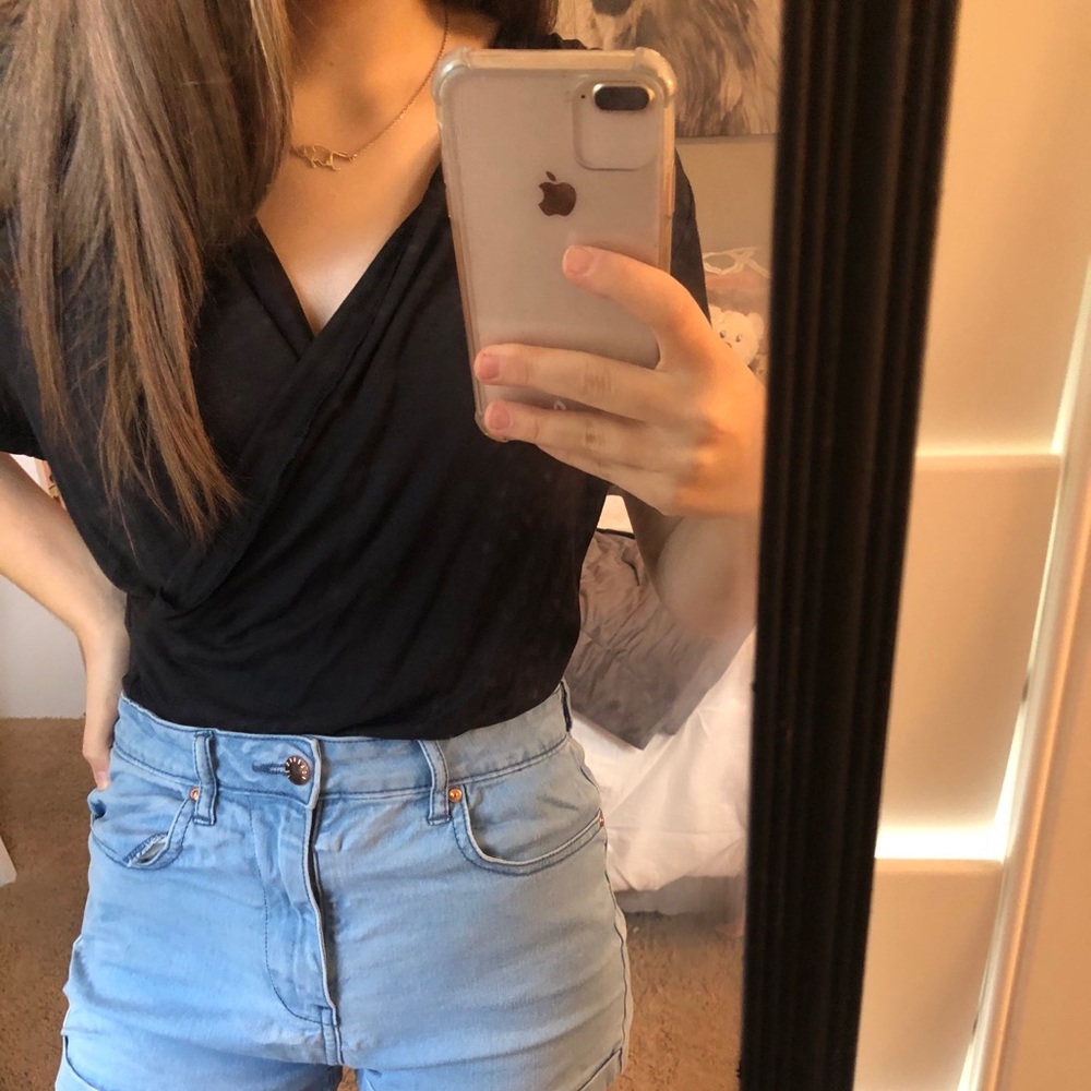 Black Banana Republic wrap bodysuit